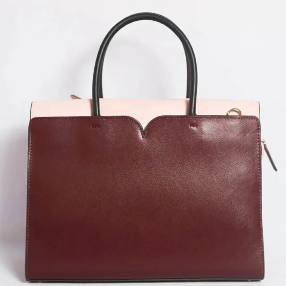 Kate Spade Spencer Top Handle Satchel Shoulder Bag Large Leather Cherrywood